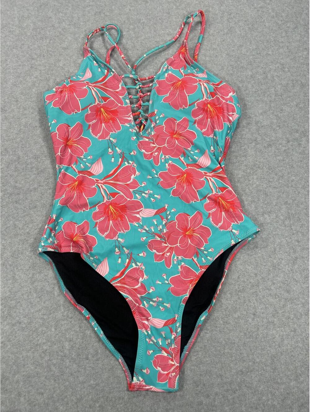 Cupshe Large Floral One-Piece Swimsuit with‎ Lace-Up Front